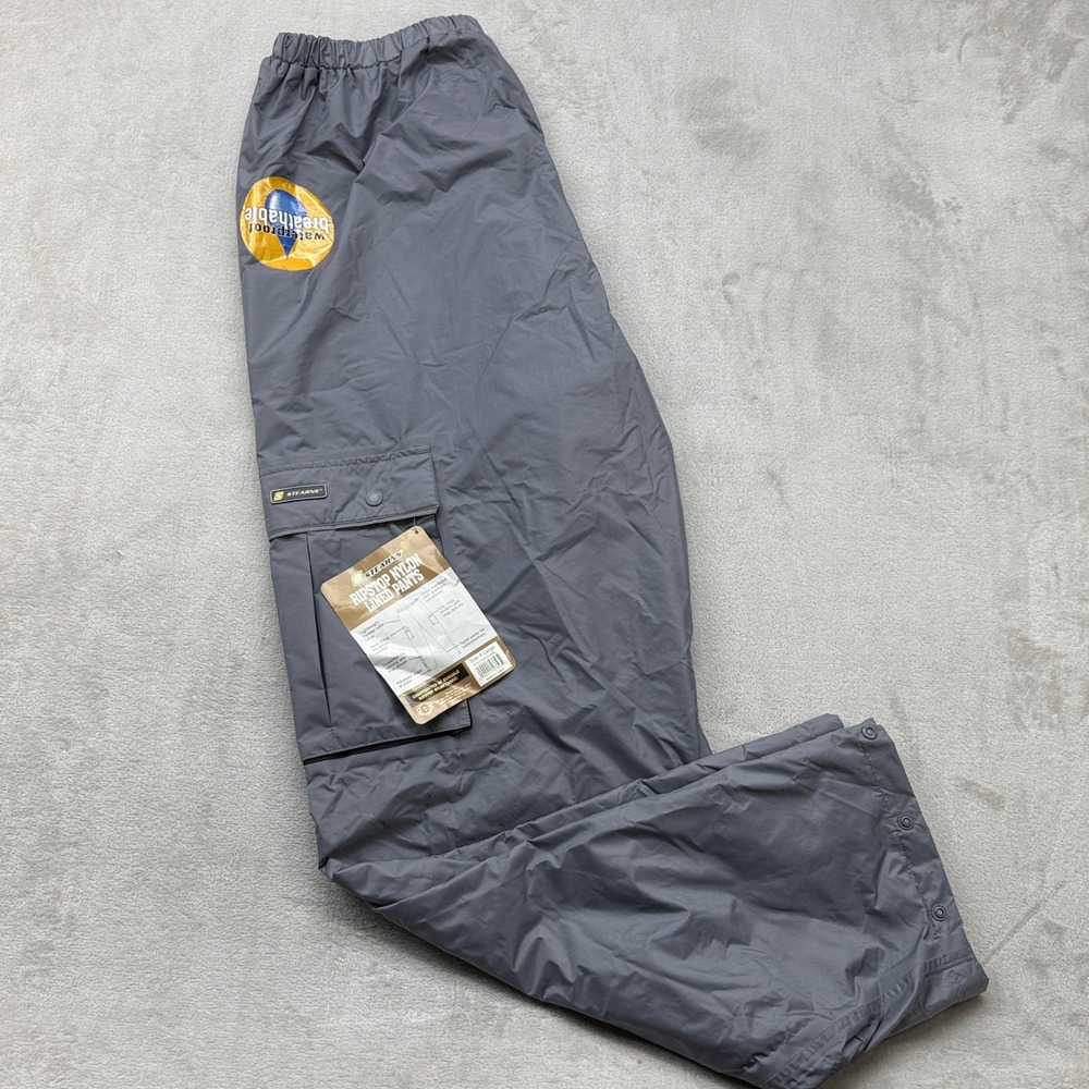 Stearns Ripstop Nylon Lined Cargo Pants Mens XL Charcoal Waterproof Dry Wear NEW